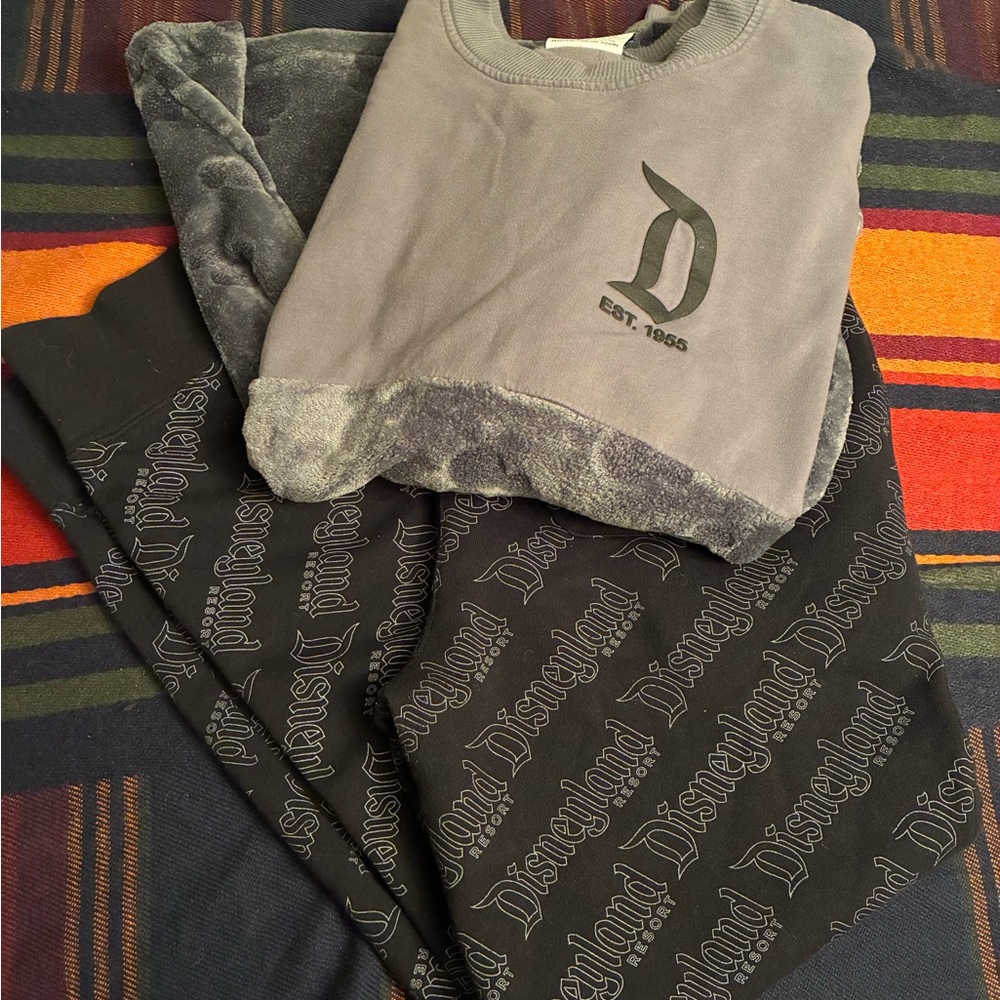 Disney Gray and Black Logo medium Pullover and Lounge Pants Set